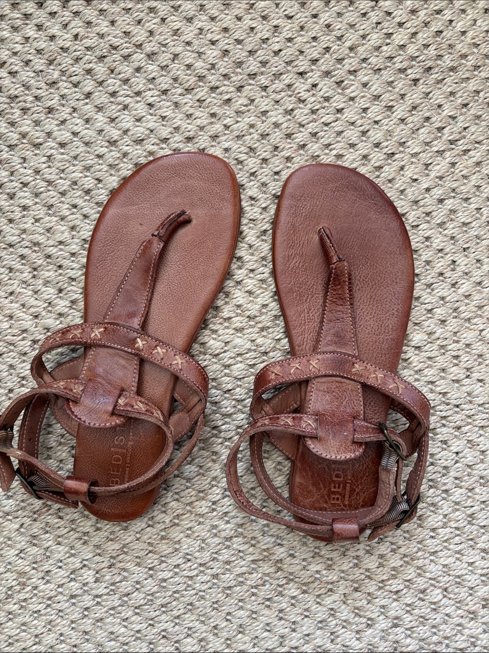 Women's Brown Bedstu Leather Sandals